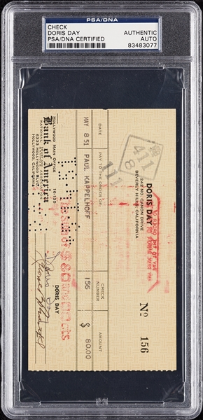 Doris Day Signed Check (1951) (PSA/DNA)