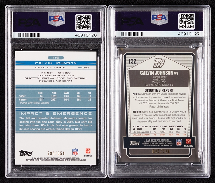 2007 Topps Calvin Johnson RC PSA-Graded Pair (2)