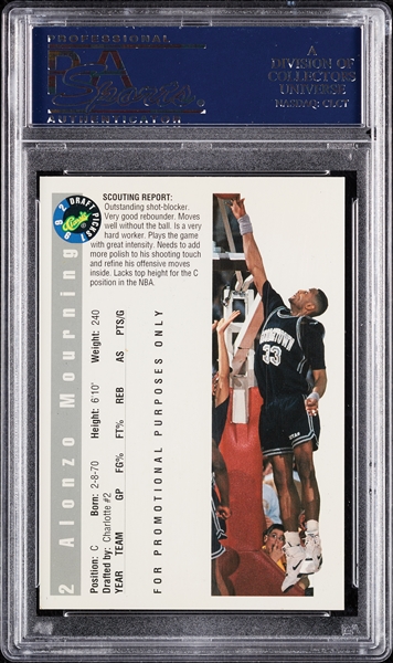 Alonzo Mourning Signed 1992 Classic RC No. 2 (1215/2500) (PSA/DNA)