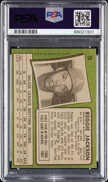 1971 Topps Reggie Jackson No. 20 PSA 6