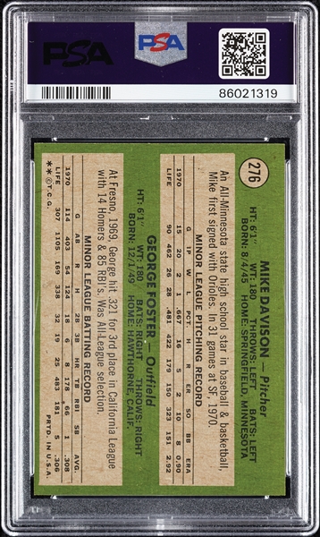 1971 Topps George Foster RC No. 276 PSA 7.5