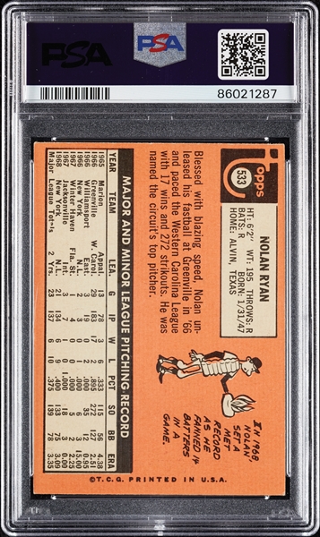 1969 Topps Nolan Ryan No. 533 PSA 4