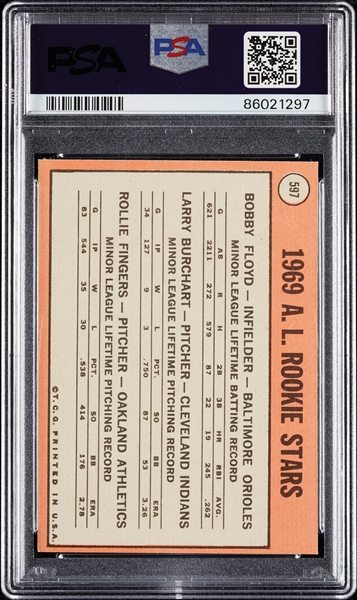 1969 Topps Rollie Fingers RC No. 597 PSA 7