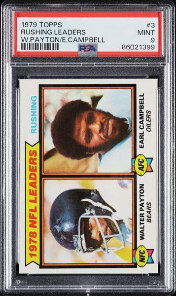 1979 Topps Rushing Leaders Payton/Campbell No. 3 PSA 9