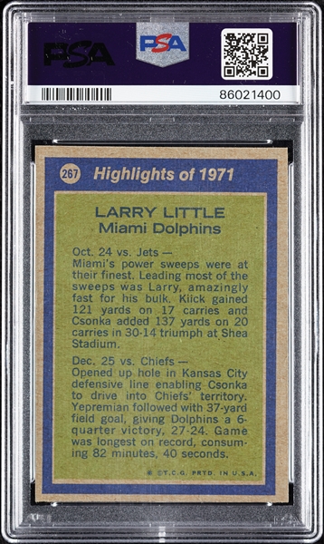 1972 Topps Larry Little All-Pro No. 267 PSA 9