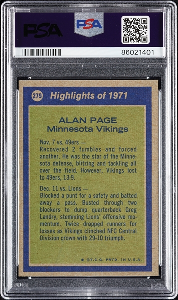 1972 Topps Alan Page All-Pro No. 279 PSA 9