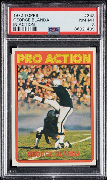 1972 Topps George Blanda In Action No. 348 PSA 8