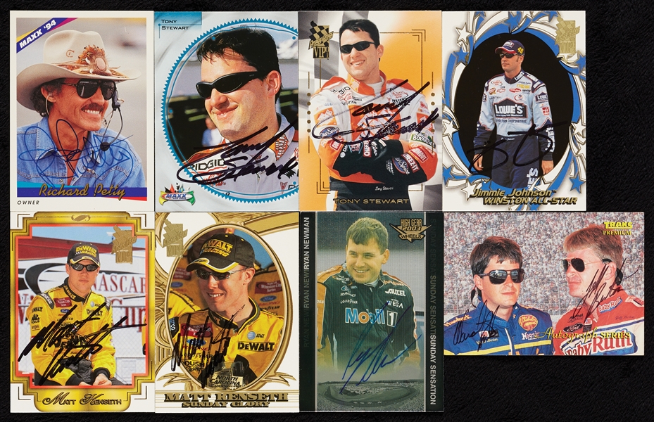 Signed Motorsports Cards Group with Richard Petty, Jimmie Johnson, Stewart, Newman (180)