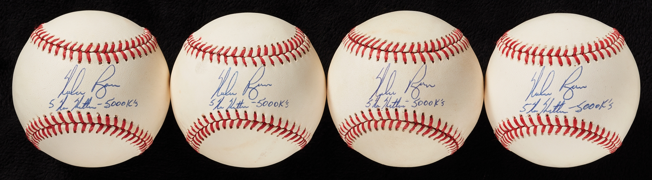 Nolan Ryan Single-Signed OAL Baseballs Group Inscribed 5 No Hitters- 5000 Ks (BAS) (4)