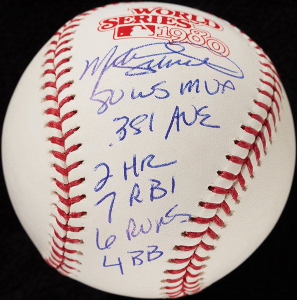 Mike Schmidt Single-Signed 1980 WS Baseball with Multiple Inscriptions (3/20) (MLB) (Fanatics) (BAS)