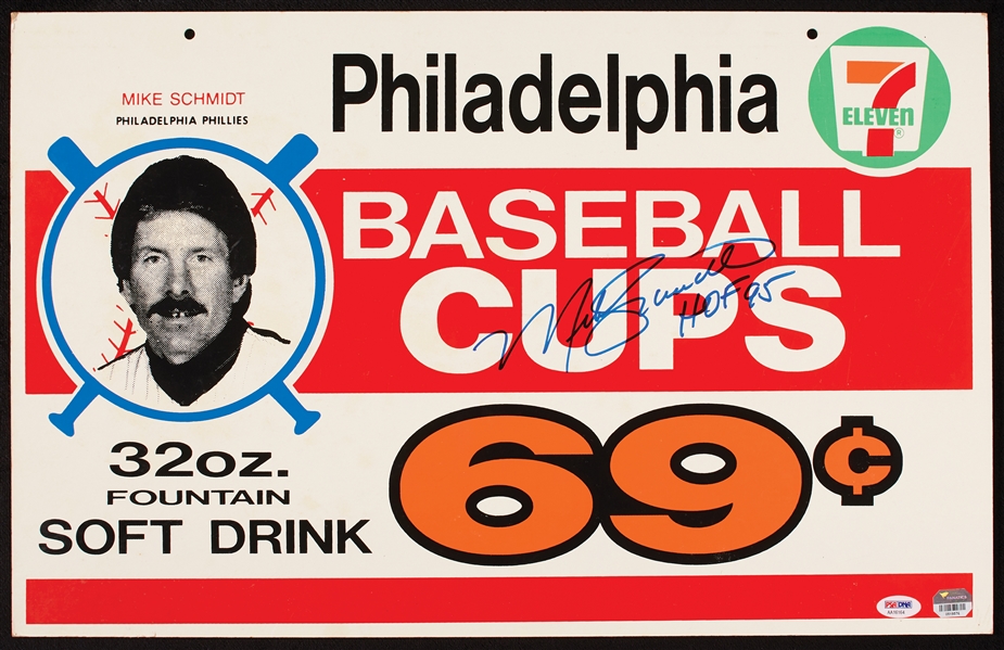 Mike Schmidt Signed 1987 7-Eleven Big Gulp Advertising Display (PSA/DNA)