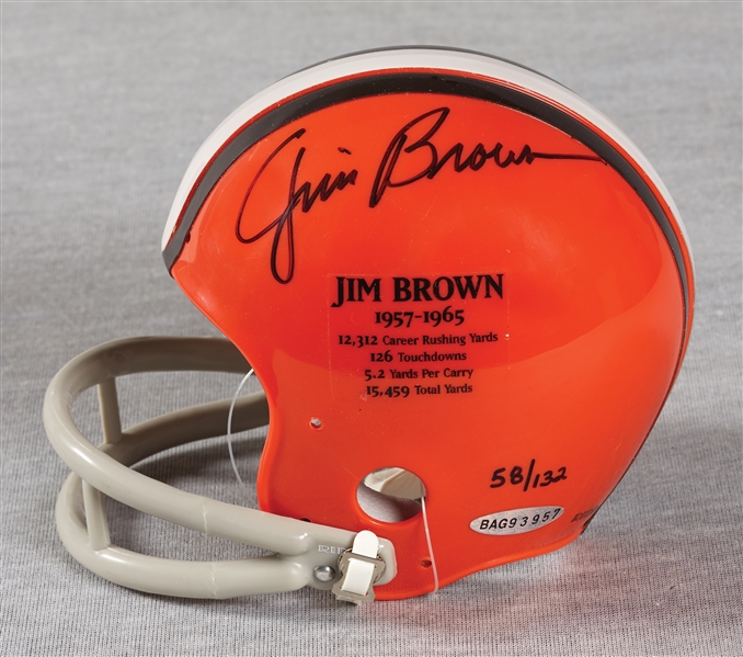 Jim Brown Signed Old Face Mask Browns Mini-Helmet (58/132) (UDA)