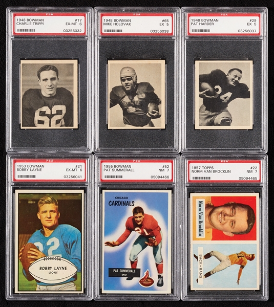 Vintage Football PSA-Graded Group with Trippi, Layne, Summerall (6)