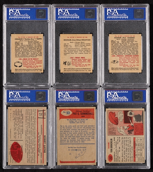 Vintage Football PSA-Graded Group with Trippi, Layne, Summerall (6)