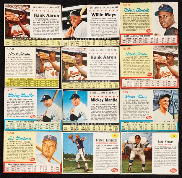 1961-63 Post Cereal and Jello Baseball Group, Four Dozen HOFers (214)