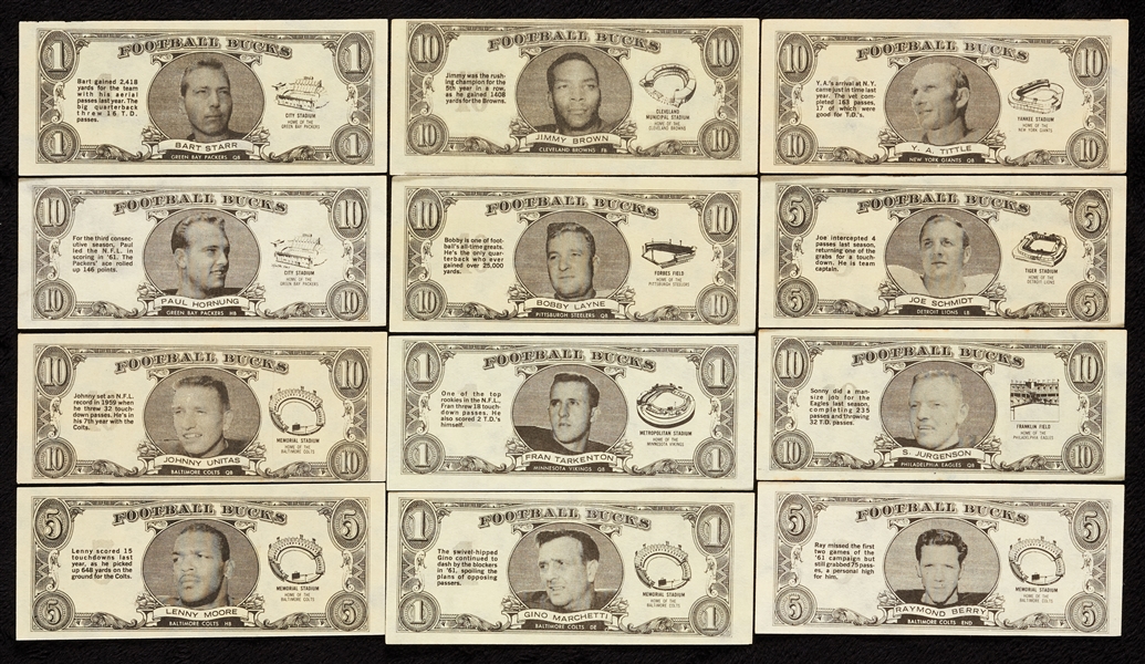 1962 Topps Football Bucks Inserts Near Set (46/48)