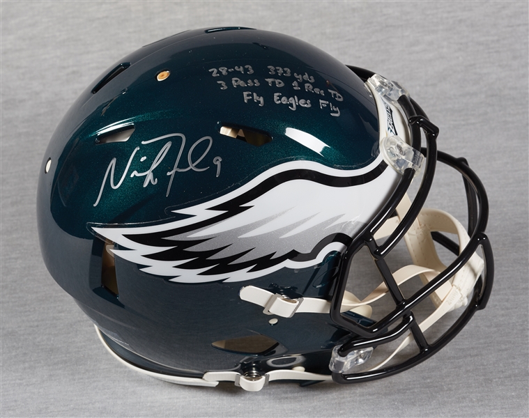 Nick Foles Signed Eagles Full-Size Helmet with Multiple Inscriptions (44/52) (Fanatics)