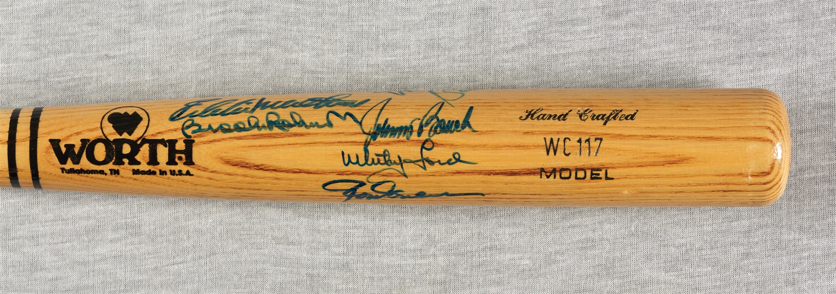 HOFers Multi-Signed Worth Bat with Banks & Mathews (BAS)