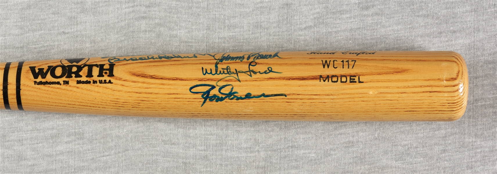 HOFers Multi-Signed Worth Bat with Banks & Mathews (BAS)