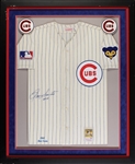 Ron Santo Signed Cubs Flannel Mitchell & Ness Framed Jersey (PSA/DNA)