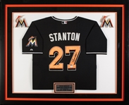 Giancarlo Stanton Signed Florida Marlins Framed Jersey (JSA)