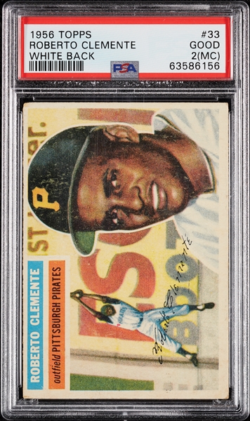 1956 Topps Roberto Clemente White Back No. 23 PSA 2 (MC)