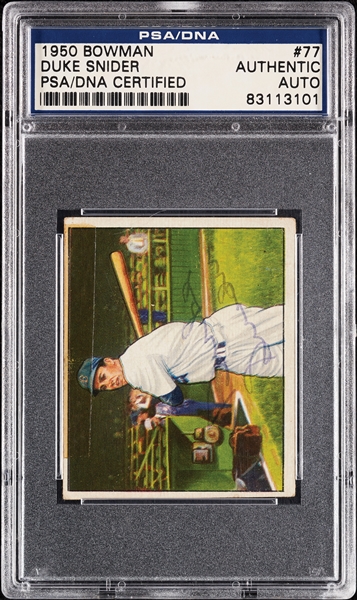 Duke Snider Signed 1950 Bowman No. 77 (PSA/DNA)