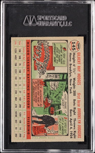 1956 Topps Gil Hodges No. 145 SGC 7.5