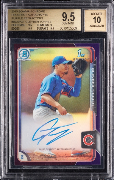 2015 Bowman Chrome Gleyber Torres Prospect Autos Purple Refractors (152/250) BGS 9.5 (AUTO 10)