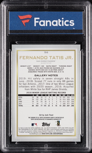 2019 Topps Gallery Fernando Tatis Jr. Autograph No. 56 (Fanatics)