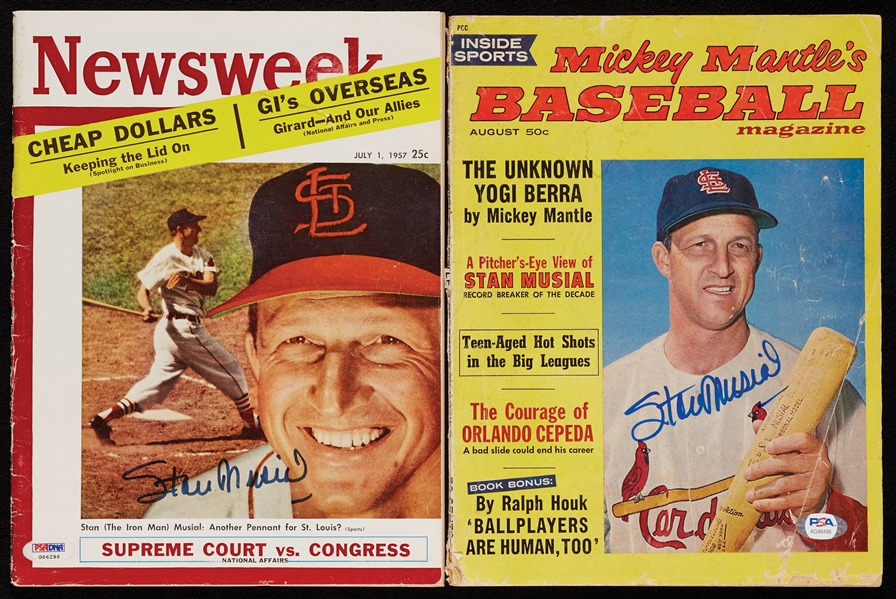 Stan Musial Signed Baseball Magazine Pair (2) (PSA/DNA)