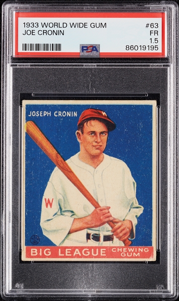 1933 World Wide Gum Joe Cronin No. 63 PSA 1.5