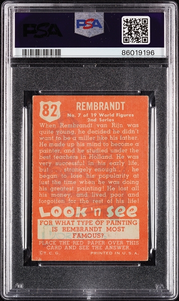 1952 Topps Look 'N See Rembrandt No. 82 PSA 3