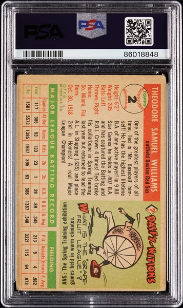 1955 Topps Ted Williams No. 2 PSA 2