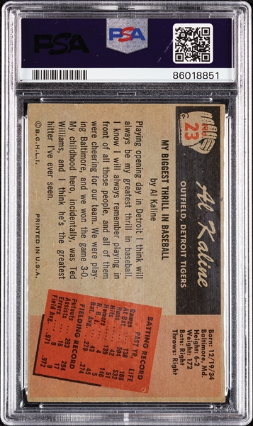 1955 Bowman Al Kaline No. 23 PSA 6