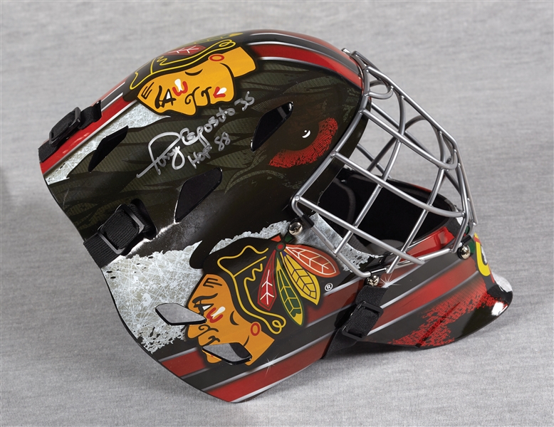 Tony Esposito Signed Blackhawks Goalie Mask HOF 88 (BAS)