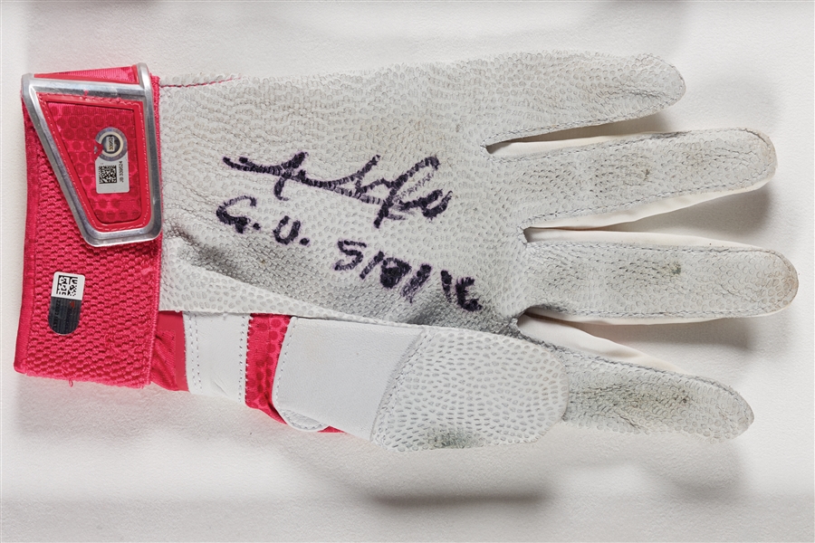 Addison Russell 2016 Mother's Day Game-Used & Signed Batting Gloves and Wristband (MLB) (Fanatics)