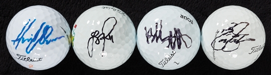 Bubba Watson, Henrik Stenson, Rickie Fowler & Justin Rose Signed Golf Balls (BAS) (PSA/DNA) (4)