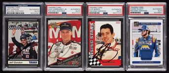 Jeff Gordon, Dale Earnhardt Jr., Kyle Busch & Chase Elliott Signed Trading Cards (PSA/DNA) (4)