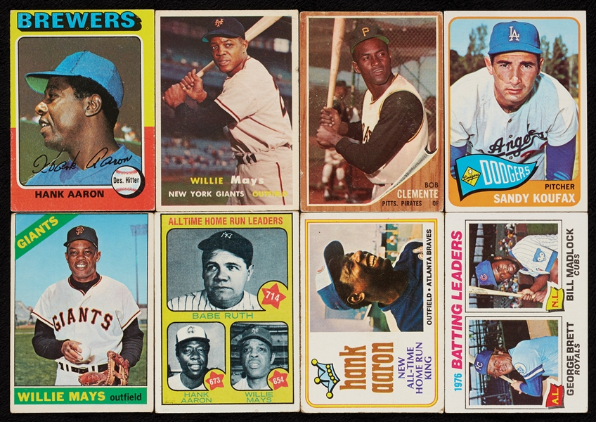 1957-77 Topps Baseball HOFer Group With Mantle, Mays, Aaron, Clemente, Koufax (24)