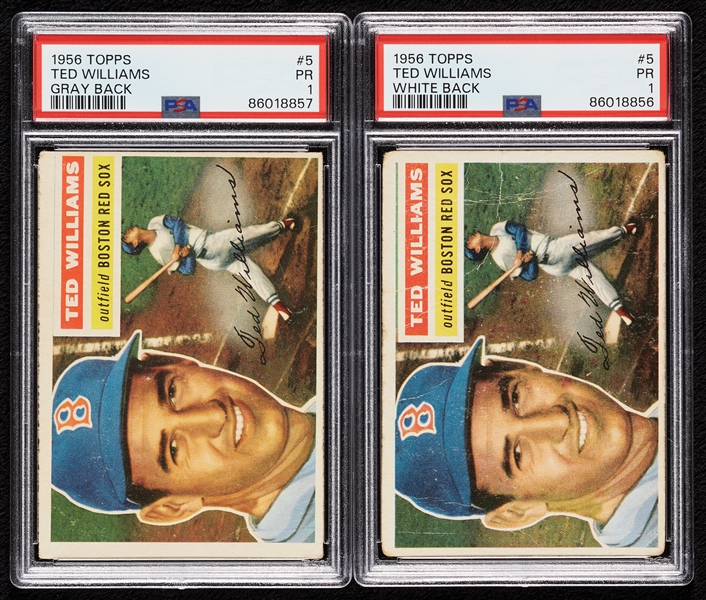 1956 Topps Ted Williams White & Gray Back PSA 1 Pair (2)