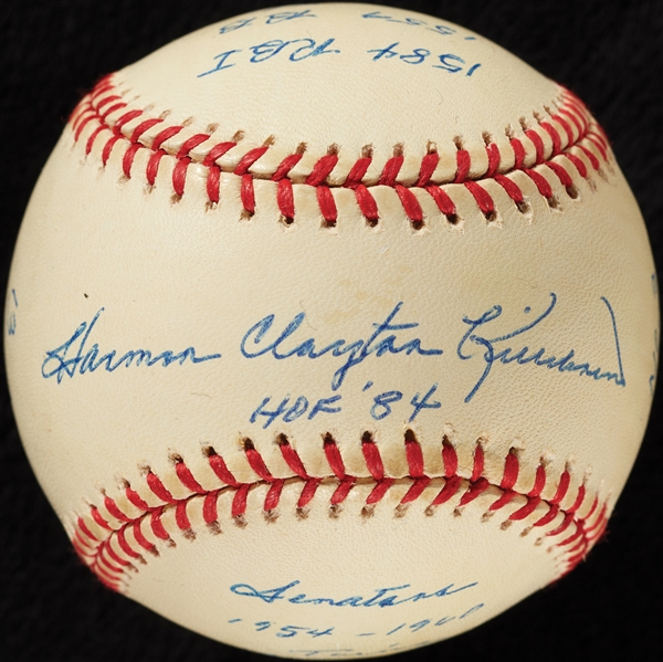 Harmon Killebrew Single-Signed Full-Name STAT OAL Baseball with Inscriptions (106/1000) (Reggie Hologram)