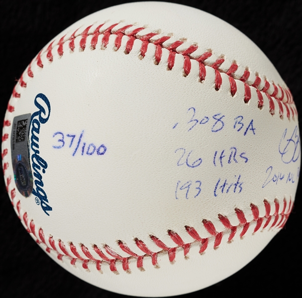 Corey Seager Single-Signed OML STAT Baseball with Multiple Inscriptions (37/100) (MLB) (Fanatics)