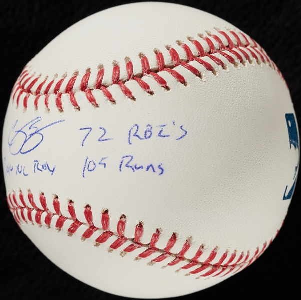 Corey Seager Single-Signed OML STAT Baseball with Multiple Inscriptions (37/100) (MLB) (Fanatics)