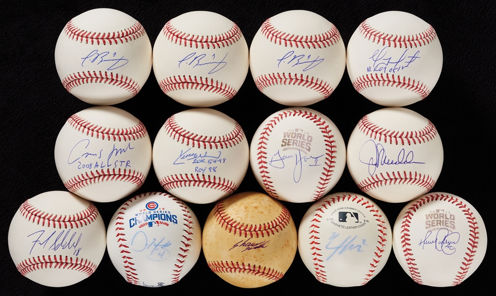 Chicago Cubs Single-Signed Baseballs Group with Baez, Maddon & Ross Catcher's Mitt (16)