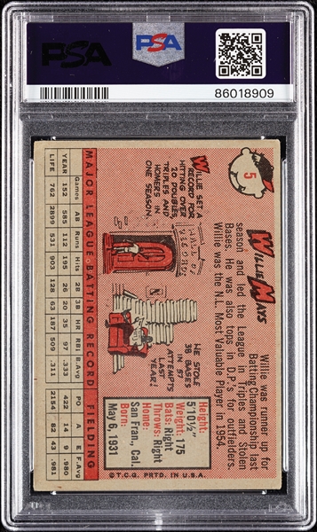 1958 Topps Willie Mays No. 5 PSA 3