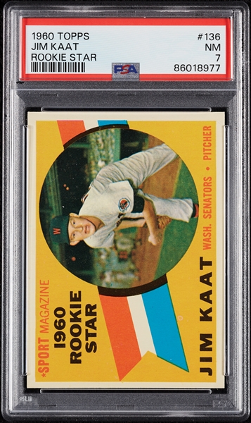 1960 Topps Jim Kaat RC No. 136 PSA 7