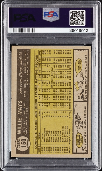 1961 Topps Willie Mays No. 150 PSA 5