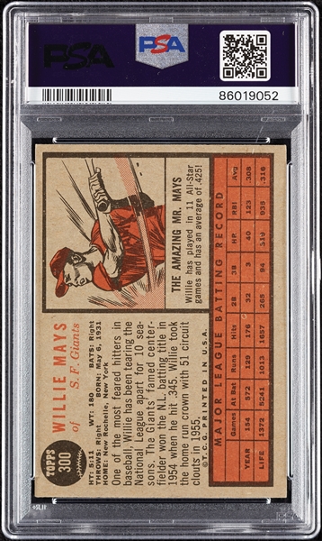 1962 Topps Willie Mays No. 300 PSA 4