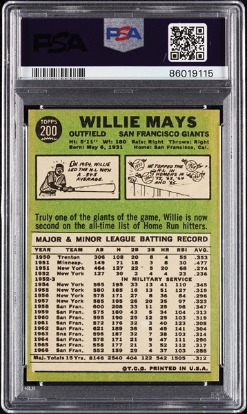 1967 Topps Willie Mays No. 200 PSA 5